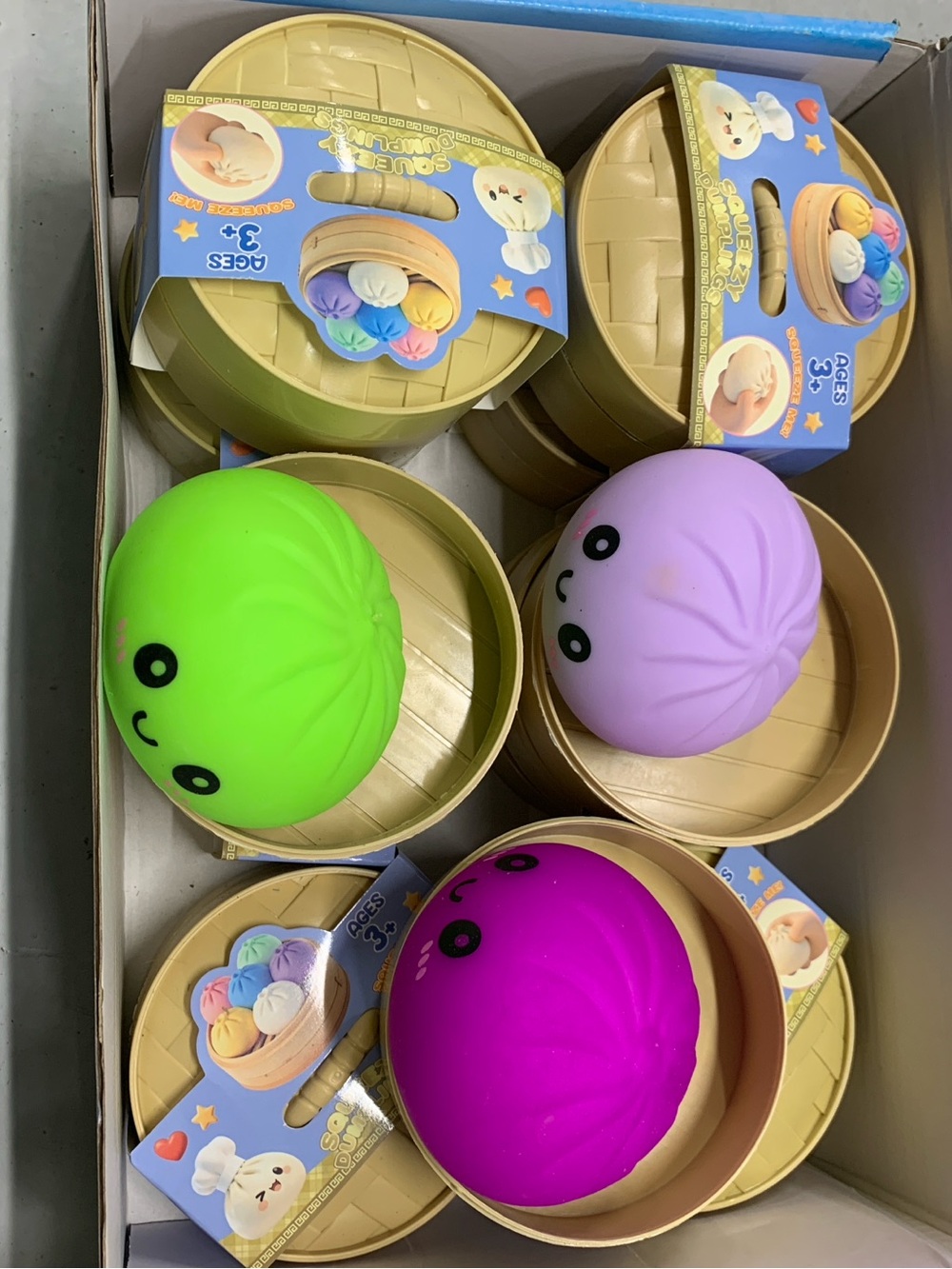 12 PCs Rainbow squishy dumpling bun Box